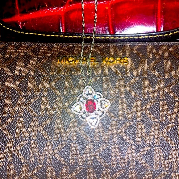 ๐งฟ2/$15๐งฟ NWT/NIB Ruby & White Sapphire Silver Necklace - Picture 6 of 12